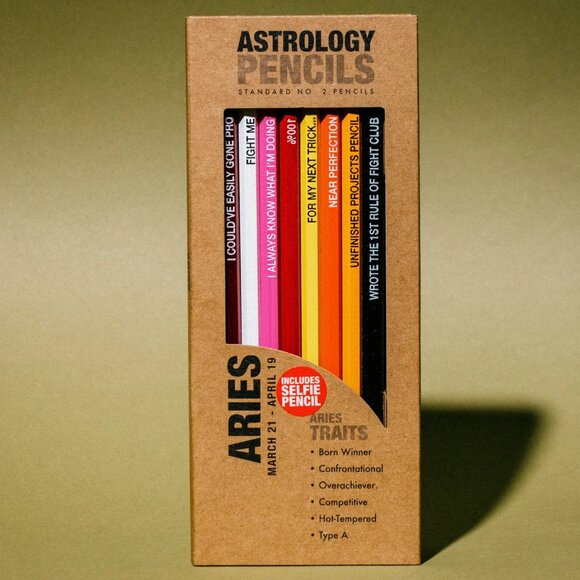 NWT Whiskey River Astrology Pencil Set of 8 Aries (March 21 - April 19) Graphite - Picture 1 of 8